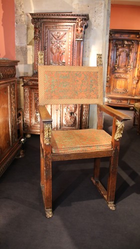 XVIIe siècle - Grand fauteuil aux plumets