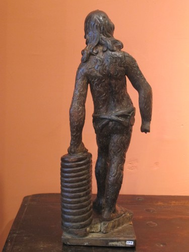 Sculpture en bois représentant un homme sauvage - Galerie Gabrielle Laroche