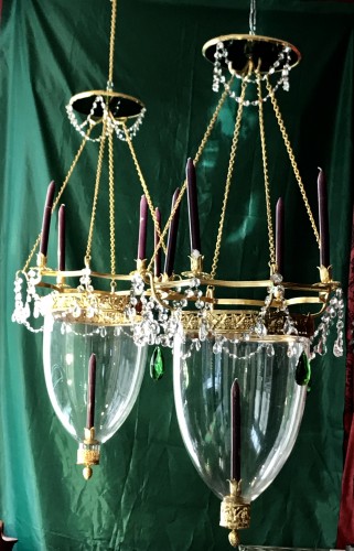 Paire de Lanternes de style Neo-classique Russe Cristal vert