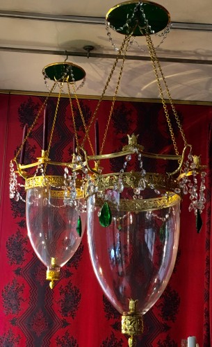 Luminaires Lustre - Paire de Lanternes de style Neo-classique Russe Cristal vert
