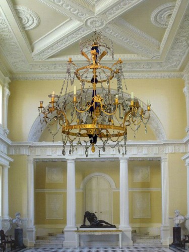 Grand Lustre russe cristal bleu à 18 lumières, style du Palais d’Ostankino
