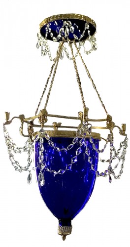Lanterne russe bleu cobalt de style classique Empire