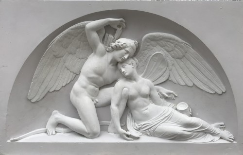 “Psychee réveillée par Amour” IBas-Relief plâtre , moulage de Thorvaldsen