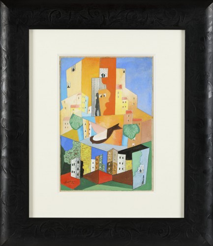 Léopold SURVAGE (1879 - 1968) - Homme et oiseau dans la ville - Tableaux et dessins Style 