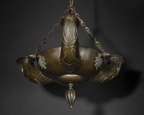 Suspension en bronze à l'antique - XIXe siècle - Luminaires Style 