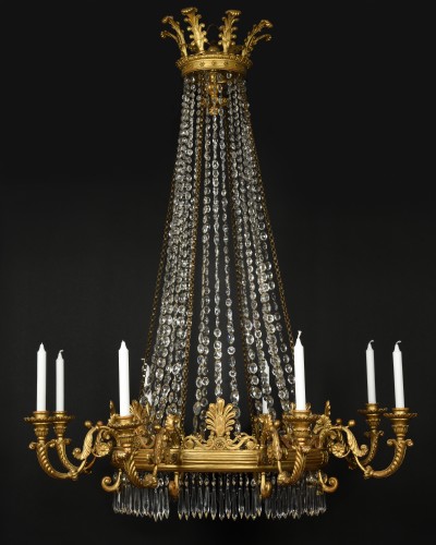 Lustre en bois doré et cristal - Italie vers 1830