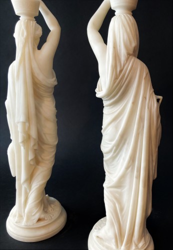 Louis Sauvageau (1822-1874) - Paire de vestales en marbre vers 1860 - Galerie Lamy Chabolle