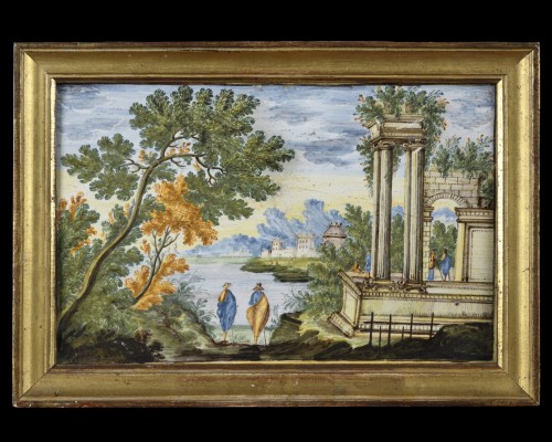 Plaque en majolique – Castelli XVIIIe siècle - Céramiques, Porcelaines Style 