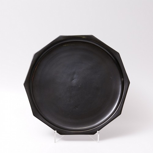 XXe siècle - Grand plat art-déco en terre lustrée noire - Paul Bonifas (1893-1967)