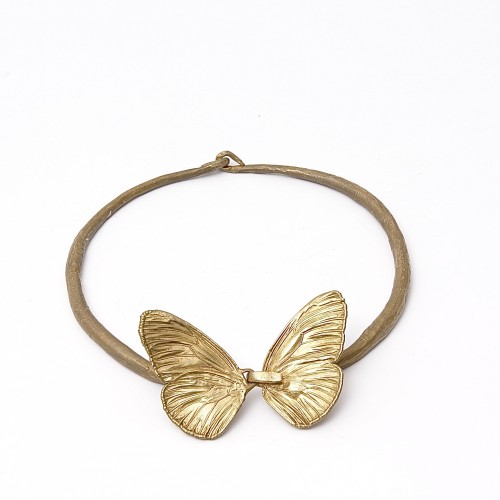 XXe siècle - "Papillon" collier en bronze doré de Claude Lalanne édition Artcurial