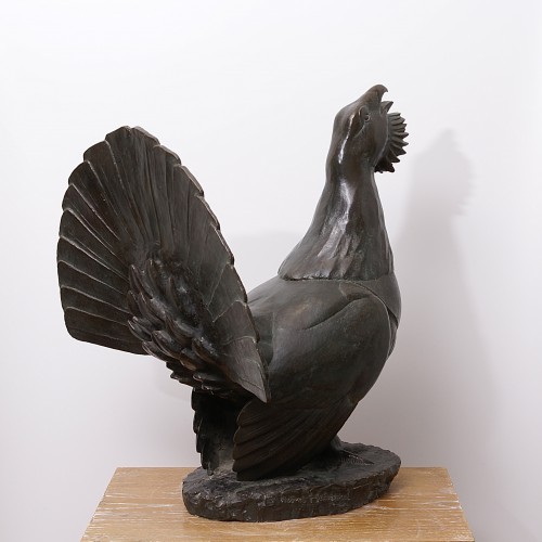 XXe siècle - "Grand coq de bruyère" bronze à cire perdue de Robert Hainard, fonte Pastori