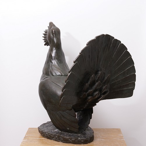Années 50-60 - "Grand coq de bruyère" bronze à cire perdue de Robert Hainard, fonte Pastori