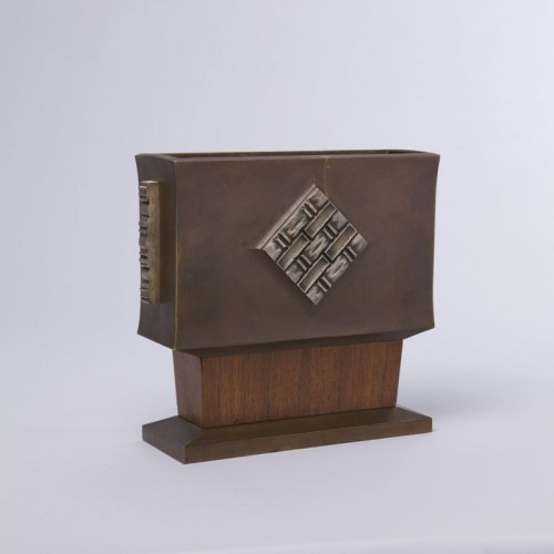 Vase art-déco en bronze et bois - Paul Bonifas - Objet de décoration Style Art Déco