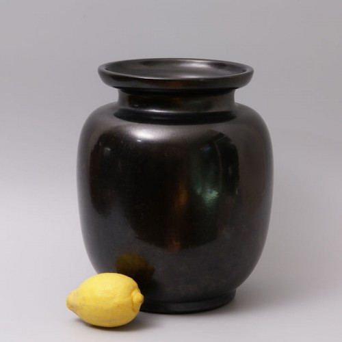 Important vase en terre lustrée noire - Paul Bonifas (1893-1967) - Céramiques, Porcelaines Style Art Déco
