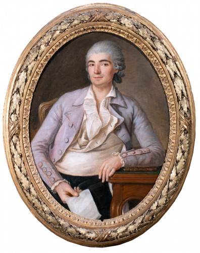 Portrait de jeune homme à la lettre, époque Louis XV