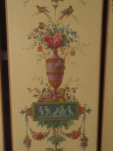 Antiquités - Suite de six toiles peintes milieu du XIXe dans le goût de Reveillon