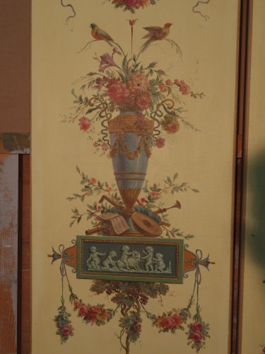 Antiquités - Suite de six toiles peintes milieu du XIXe dans le goût de Reveillon
