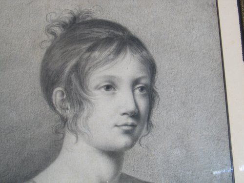 Portrait de jeune fille, début XIXe siècle - Tableaux et dessins Style Empire