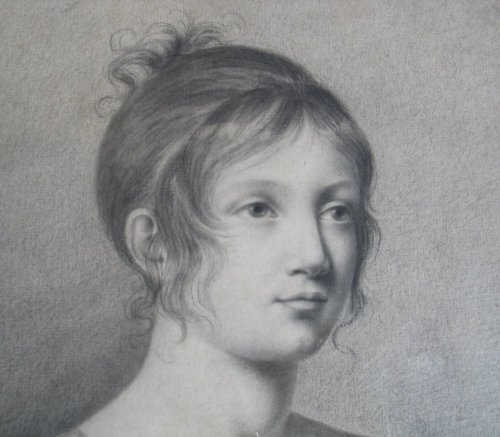 Tableaux et dessins Dessin, Aquarelle & Pastel - Portrait de jeune fille, début XIXe siècle