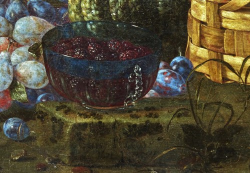 Giuseppe Recco (1634-1695) – Nature morte aux melons, poires, pêches, prunes et figues - Tableaux et dessins Style Louis XIV