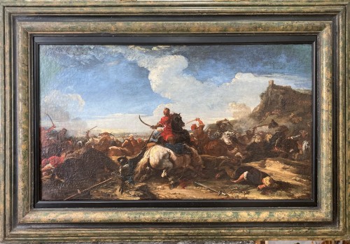 XVIIe siècle - Jacques COURTOIS (1621-1676)- Scène de bataille entre Chrétiens et Turcs