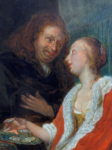 XVIIe siècle - Frans I Van Mieris (1635-1681) et Atelier - Le Déjeuner d'huîtres