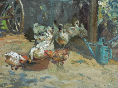 L’Arrière-cour d’une ferme à Giverny - Theodore Robinson (1852-1896) - Tableaux et dessins Style 
