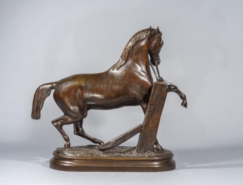 Sculpture Sculpture en Bronze - LENORDEZ Pierre (1815-1892), Cheval à la barrière