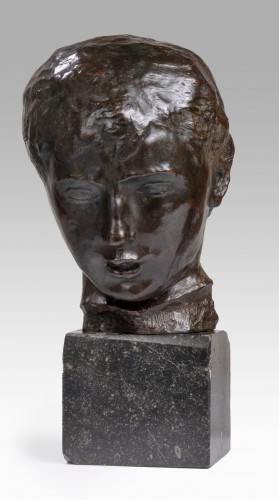 Sculpture Sculpture en Bronze - BERNARD Joseph (1866-1931) - Tête de fillette