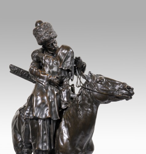 Sculpture Sculpture en Bronze - LANCERAY Evgeni Alexandrovitch (1848-1886) - Les adieux du cosaque