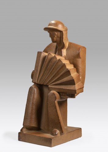 MARTEL Jan et Joel (1896-1966), Le joueur d’accordéon - Sculpture Style Art Déco