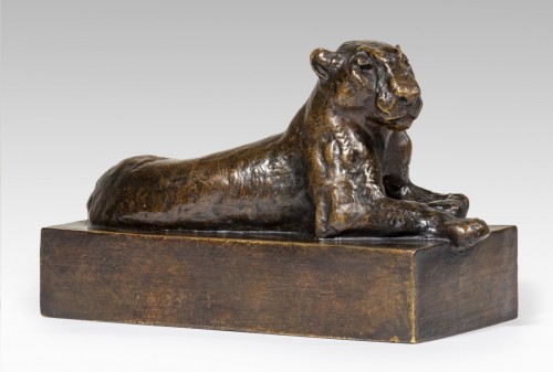 Sculpture Sculpture en Bronze - GUYOT Georges-Lucien (1885-1973) - Panthère couchée