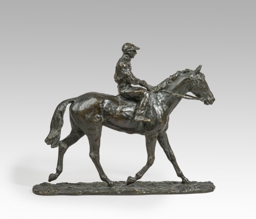 PARIS René (1881-1970 Français) Jockey à cheval avant la course - Sculpture Style Art Déco