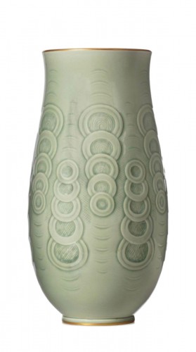 Manufacture de Sèvres, vase céramique ovoïde à col évasé Art Deco années 40