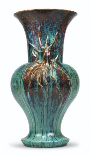 Céramiques, Porcelaines  - Dalpayrat (1844-1910) - Grand vase en céramique à anses végétales Art Nouveau