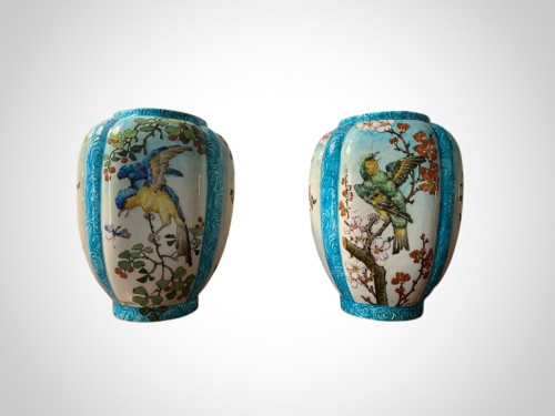 Edmond Lachenal (1855-1948), ensemble céramique jardinière et vases - Céramiques, Porcelaines Style Art nouveau
