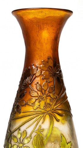 Antiquités - Emile Gallé, important vase aux ombelles