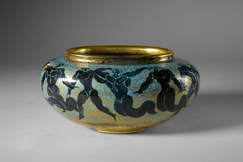 Jean Mayodon (1893-1967) - Coupe en céramique sur talon Art Deco - Céramiques, Porcelaines Style Art Déco
