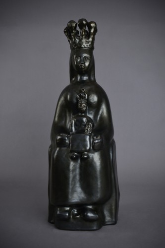 Georges Jouve (1910 - 1964) - Vierge noire en majesté Sculpture céramique Années 50 - Céramiques, Porcelaines Style Années 50-60
