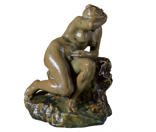 Dalpayrat (1844-1910) - Naïade sur un rocher en céramique Art Nouveau