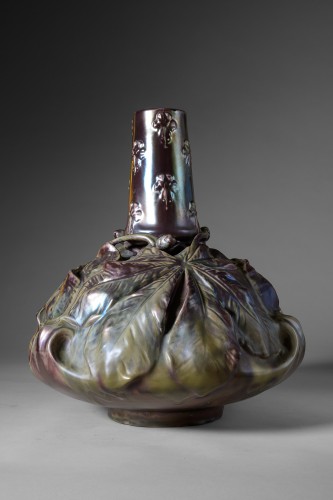 Ernest Bussière (1863-1913) - Vase marronnier Céramique Art Nouveau - Céramiques, Porcelaines Style Art nouveau