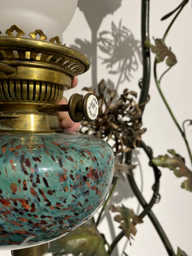 Luminaires Lampe - Grande lampe à pétrole au héron échassier Art Nouveau
