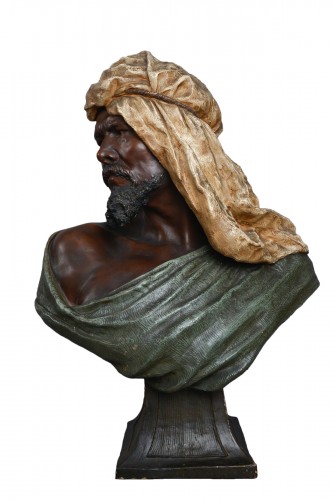 Goldscheider - Buste Homme berbère - Sculpture terre cuite orientaliste
