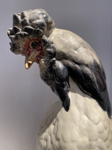 Paul Comoléra (1813-1890) - Coq et poule en barbotine - Céramique - Art nouveau