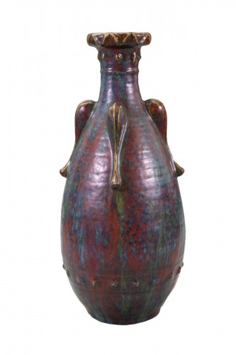 Dalpayrat (1844-1910), Vase céramique ovoïde sur talon Art Nouveau