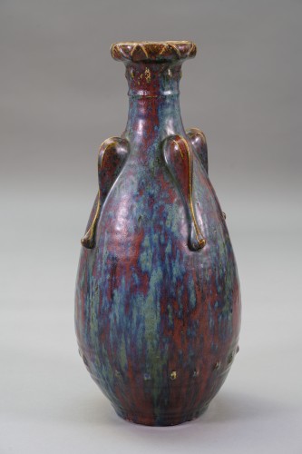 Dalpayrat (1844-1910), Vase céramique ovoïde sur talon Art Nouveau - Céramiques, Porcelaines Style Art nouveau