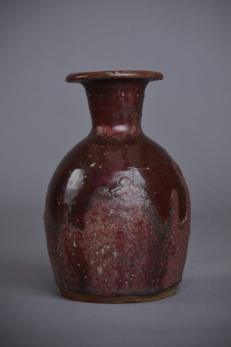 Vassil Ivanoff (1897-1973) - Vase oblong en grès à coulées rouges années 50 - Céramiques, Porcelaines Style Années 50-60