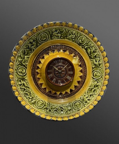 Hippolyte Boulenger (1837-1874) - Choisy-le-Roy, Barbotine faisant horloge Céramique - Céramiques, Porcelaines Style Art nouveau