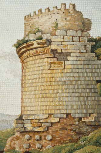 Grande Micro-mosaïque, Tombe de Cecilia Metella sur la via Appia - Rome 1800 - Empire