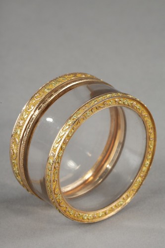 Boite ronde or et cristal, 18e siècle - Ouaiss Antiquités